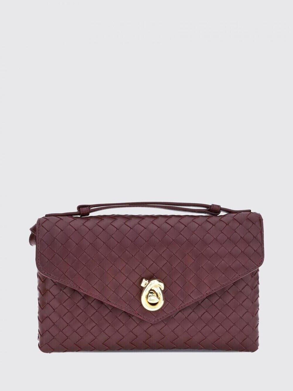 Bottega Veneta Intrecciato Turn Lock 2Way Bag Leather Red